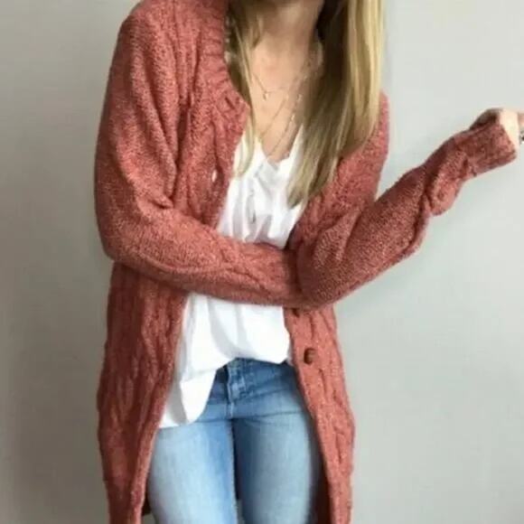 Anthropologie Far Away From Close Wool Cable Knit Duster Sweater Cardigan XS - Picture 1 of 7